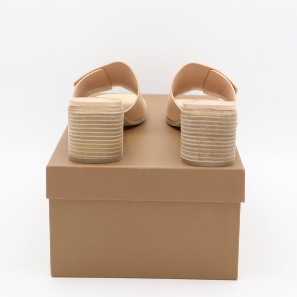 NIB Burberry Winnie Lizard Embossed Nude Leather Mule Slide Sandals - Picture 6 of 12